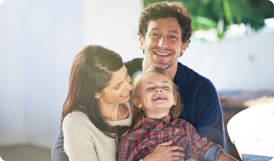 portrait of a happy family of three smiling portrait of a happy family of three smiling